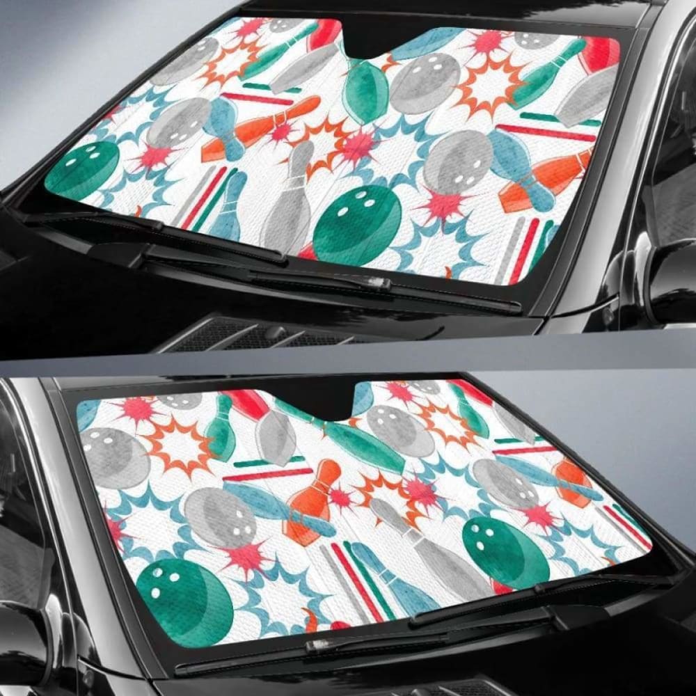 Watercolor Bowling Pattern Car Auto Sun Shades