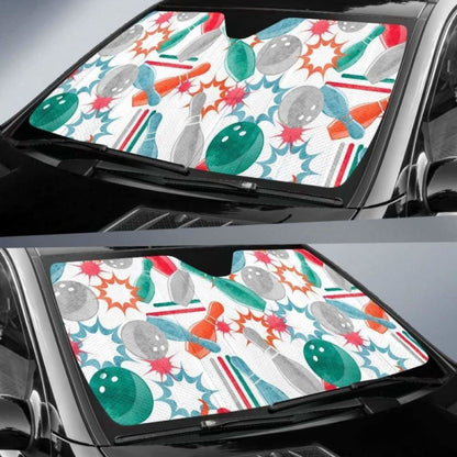 Watercolor Bowling Pattern Car Auto Sun Shades