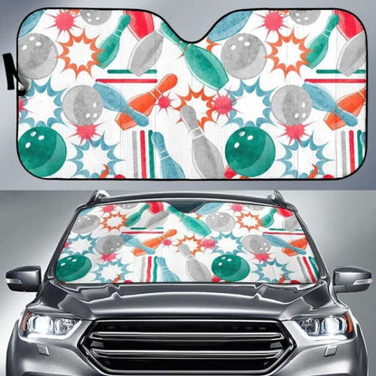 Watercolor Bowling Pattern Car Auto Sun Shades
