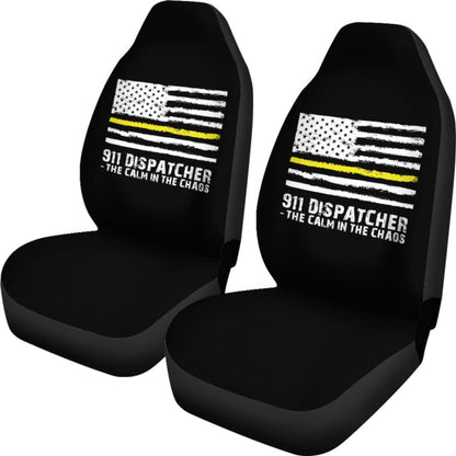 The Calm Voice In The Chaos  Dispatchers Thin Yellow Line Car Seat Covers