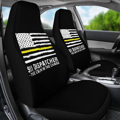 The Calm Voice In The Chaos  Dispatchers Thin Yellow Line Car Seat Covers