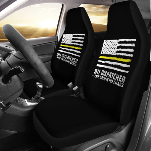 The Calm Voice In The Chaos  Dispatchers Thin Yellow Line Car Seat Covers