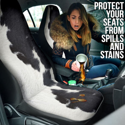 Amazing Best Gift Black And White Cowhide Print Car Seat Covers Custom