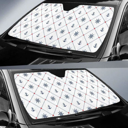 Anchor Rudder Nautical Design Pattern Car Auto Sun Shades
