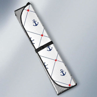 Anchor Rudder Nautical Design Pattern Car Auto Sun Shades