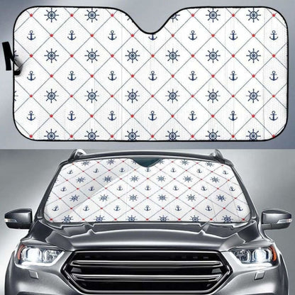Anchor Rudder Nautical Design Pattern Car Auto Sun Shades