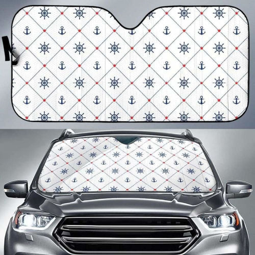 Anchor Rudder Nautical Design Pattern Car Auto Sun Shades
