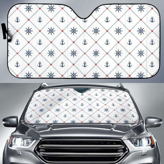 Anchor Rudder Nautical Design Pattern Car Auto Sun Shades