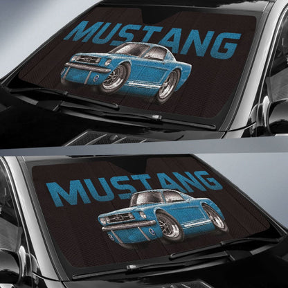 Blue Ford Mustang Fastback Muscle Car Auto Sun Shades