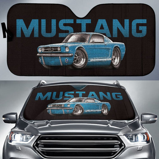Blue Ford Mustang Fastback Muscle Car Auto Sun Shades