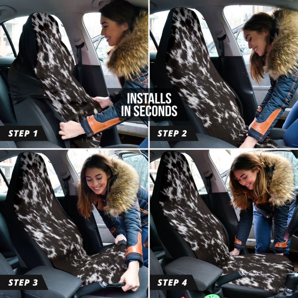Amazing Best Gift Brown Cowhide Print Car Seat Covers Custom