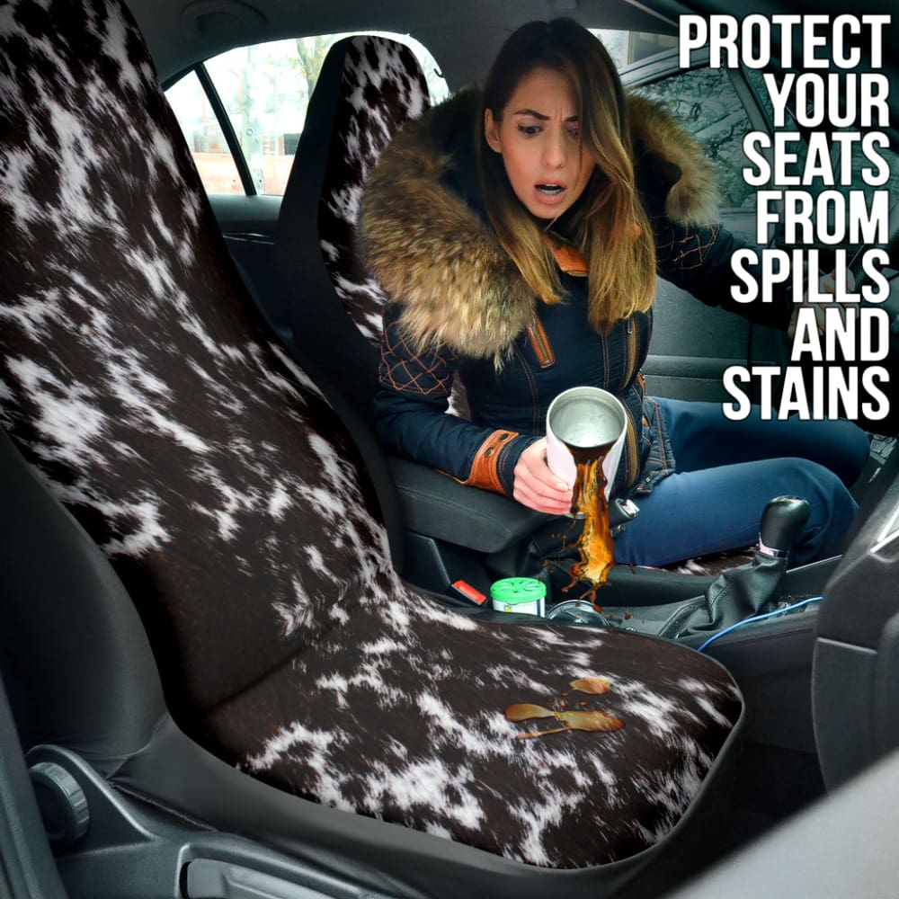 Amazing Best Gift Brown Cowhide Print Car Seat Covers Custom