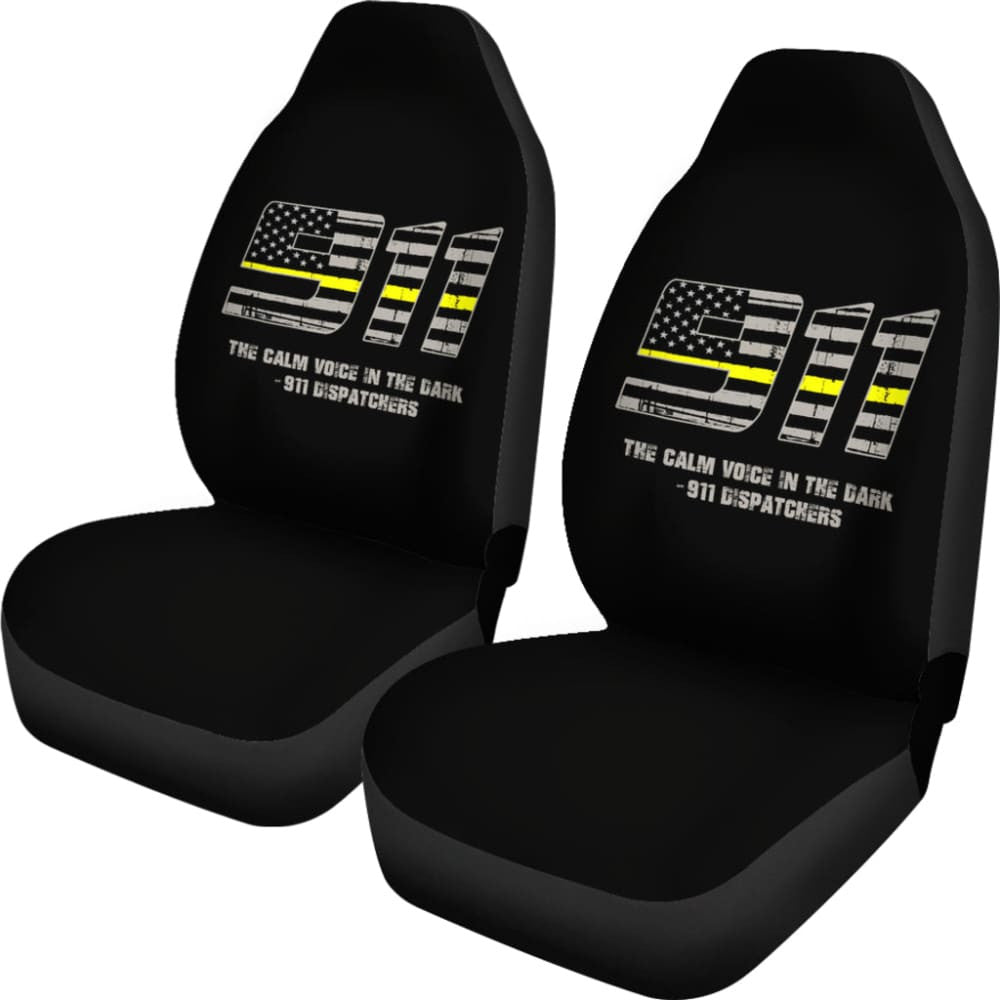 The Calm Voice In The Dark  Dispatchers Thin Yellow Line Car Seat Covers