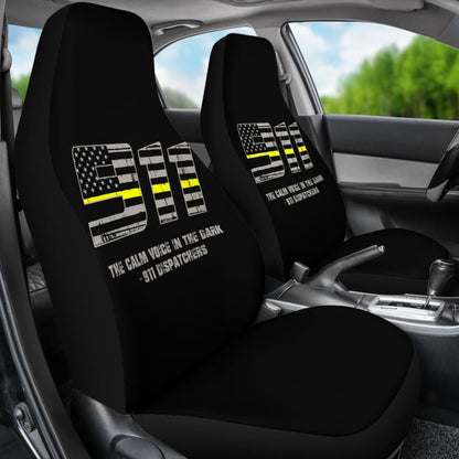 The Calm Voice In The Dark  Dispatchers Thin Yellow Line Car Seat Covers