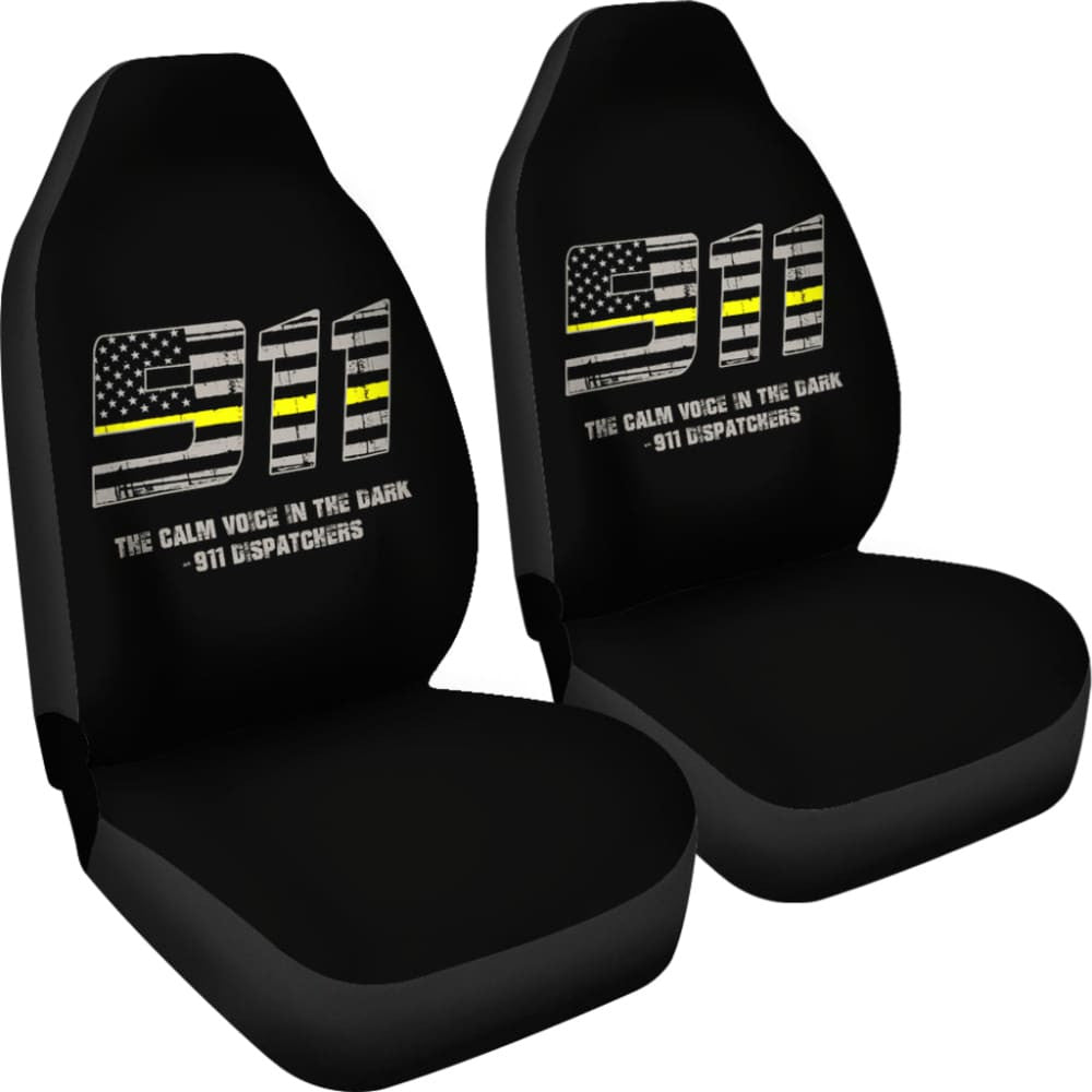 The Calm Voice In The Dark  Dispatchers Thin Yellow Line Car Seat Covers