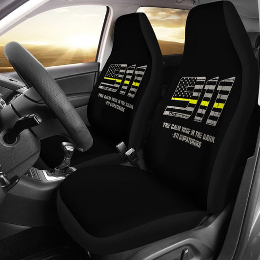 The Calm Voice In The Dark  Dispatchers Thin Yellow Line Car Seat Covers