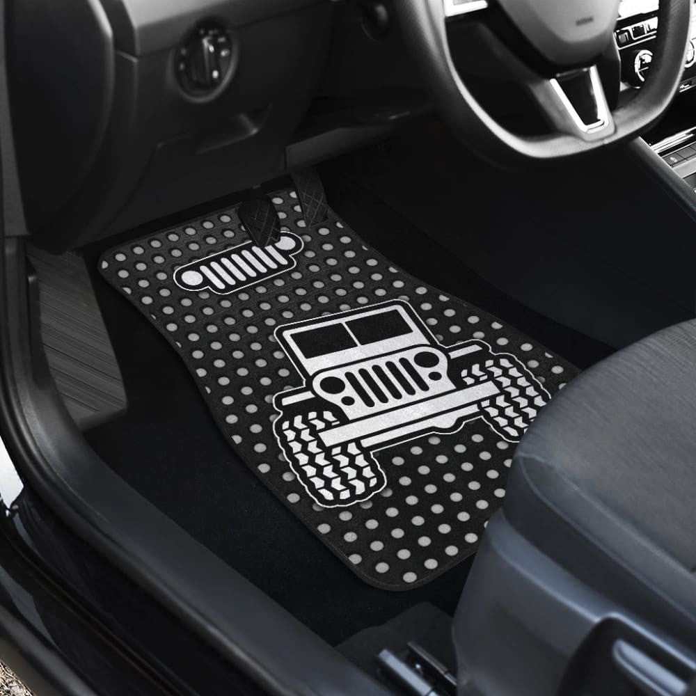 Gray White Jeep Offroad Metal Holes Printed Car Floor Mats Custom