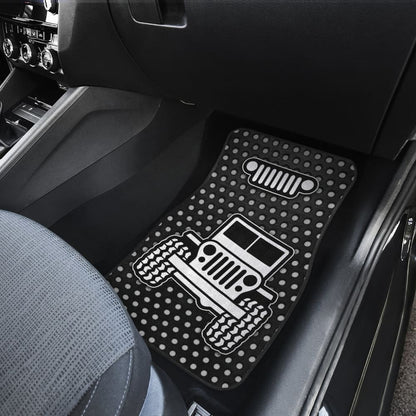 Gray White Jeep Offroad Metal Holes Printed Car Floor Mats Custom
