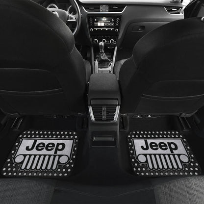 Gray White Jeep Offroad Metal Holes Printed Car Floor Mats Custom
