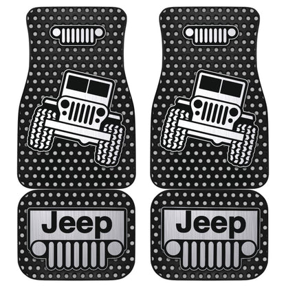Gray White Jeep Offroad Metal Holes Printed Car Floor Mats Custom
