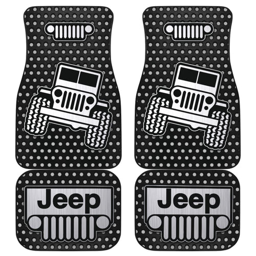 Gray White Jeep Offroad Metal Holes Printed Car Floor Mats Custom