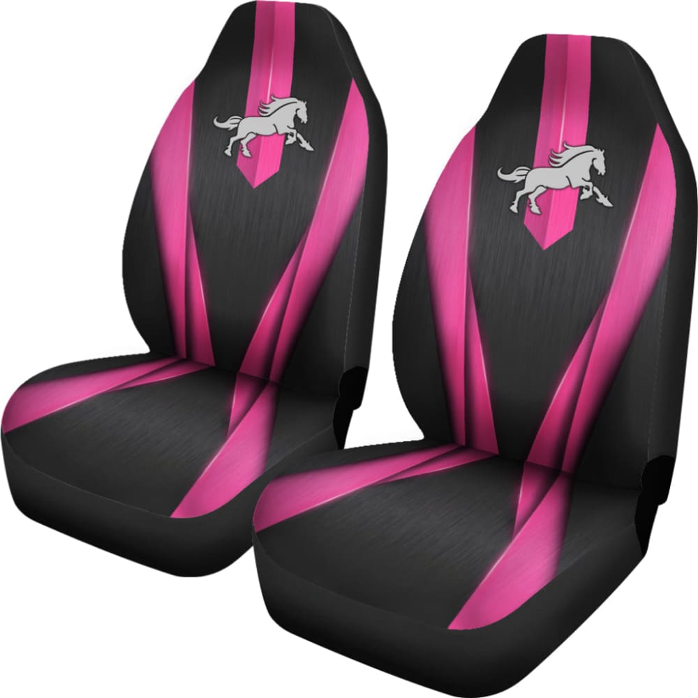 Amazing Dark Pink Horse Mustang Custom Metallic Style Printed Car Seat Covers