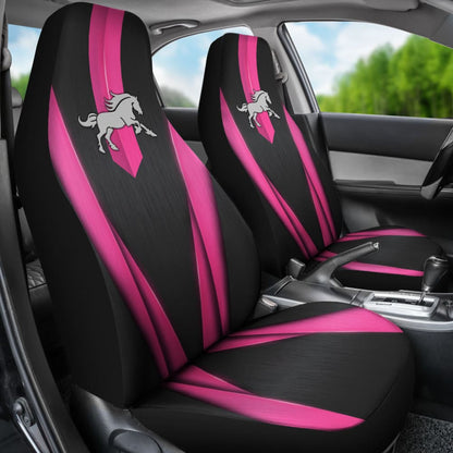 Amazing Dark Pink Horse Mustang Custom Metallic Style Printed Car Seat Covers