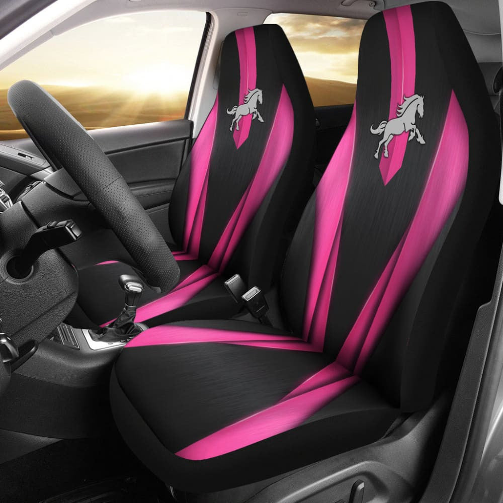 Amazing Dark Pink Horse Mustang Custom Metallic Style Printed Car Seat Covers