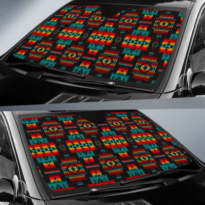 Black Native Tribes Pattern American Car Auto Sun Shades