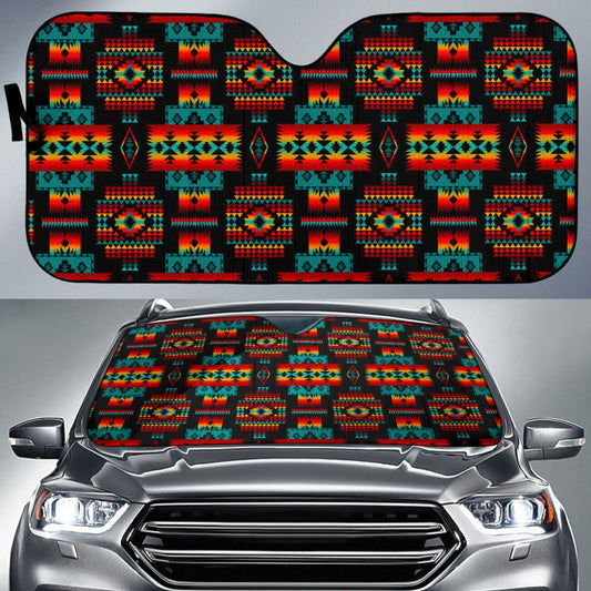 Black Native Tribes Pattern American Car Auto Sun Shades