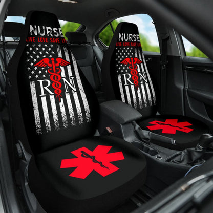 Nurse Live Love Save Lifes American Flag Car Seat Covers