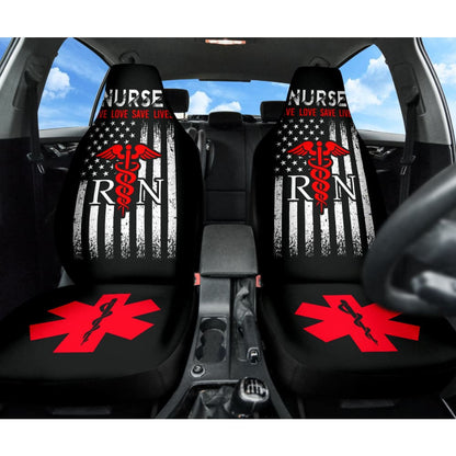 Nurse Live Love Save Lifes American Flag Car Seat Covers