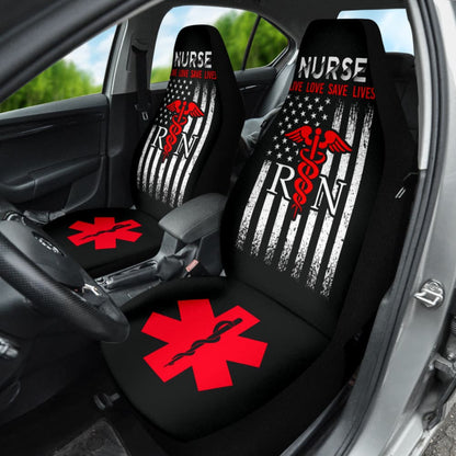 Nurse Live Love Save Lifes American Flag Car Seat Covers