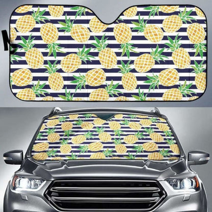 Pineapples Pattern Striped Background Car Auto Sun Shades