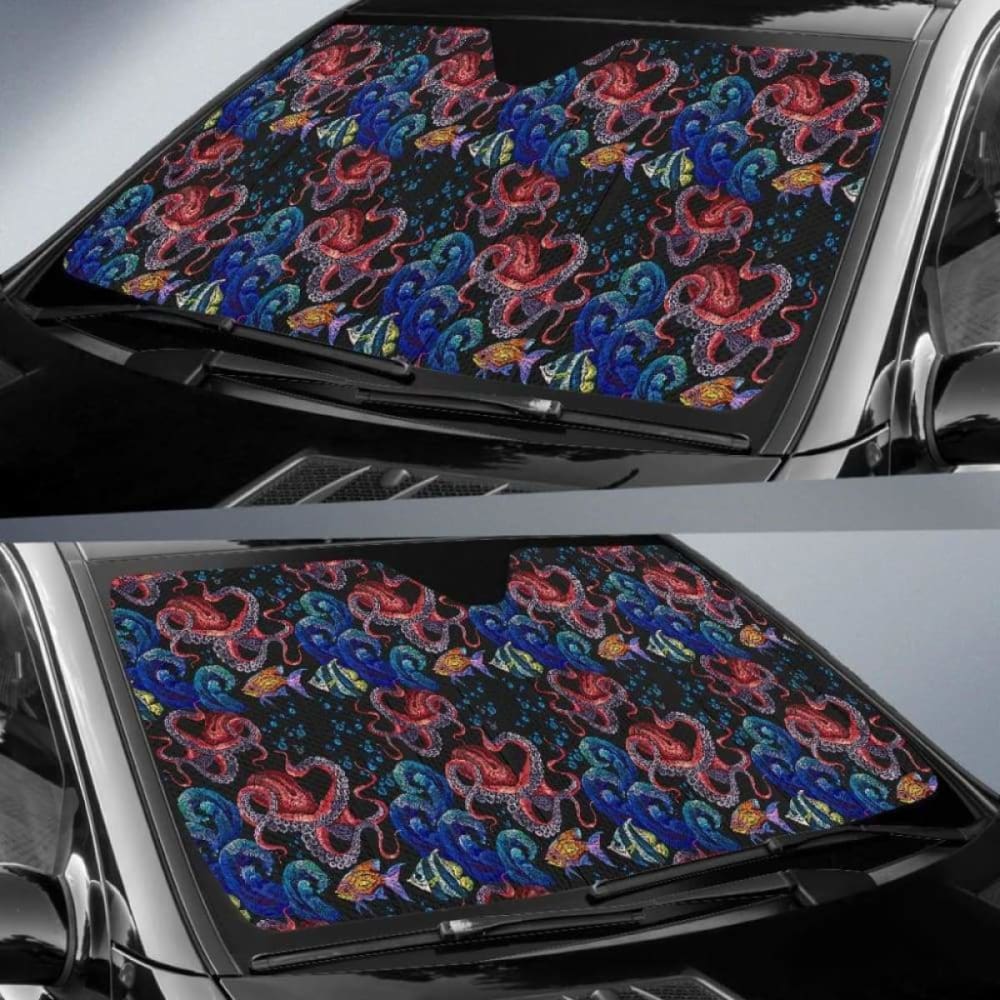 Octopus Sea Wave Tropical Fishe Pattern Car Auto Sun Shades