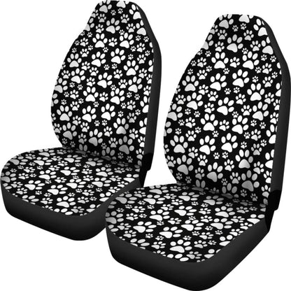 Black Themed Paw Print Car Seat Covers
