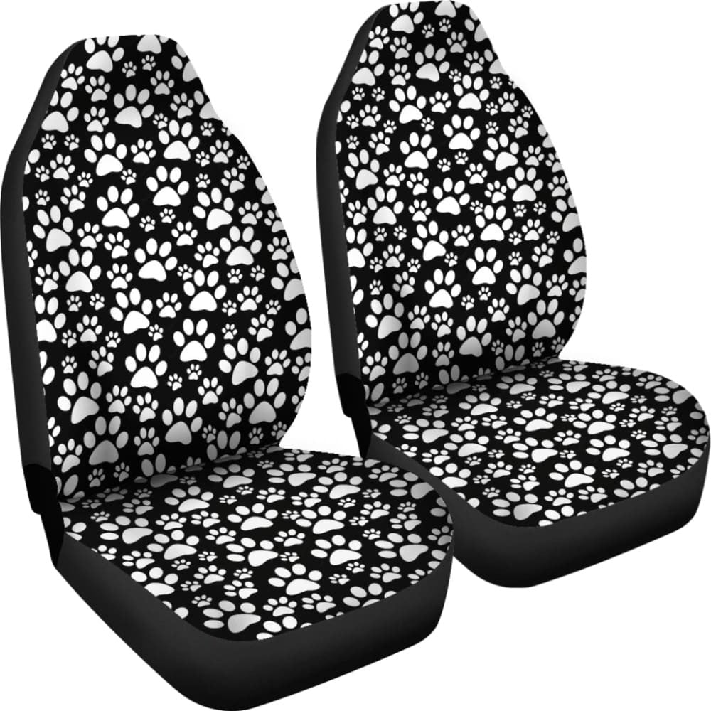 Black Themed Paw Print Car Seat Covers