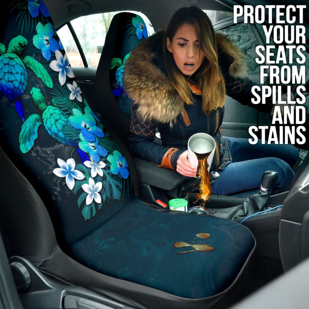 Kanaka Maoli Hawaiian Sea Turtle Tropical Hibiscus And Plumeria Car Seat Covers