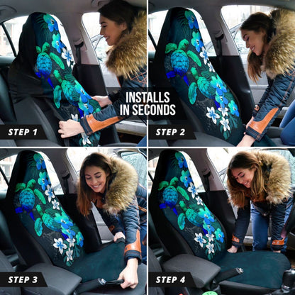 Kanaka Maoli Hawaiian Sea Turtle Tropical Hibiscus And Plumeria Car Seat Covers