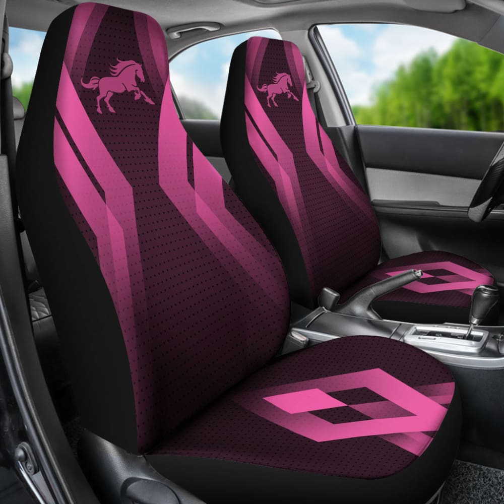 Amazing Black & Pink Horse Mustang Custom Car Accessories Car Seat Covers