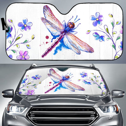 Dragonfly and Flower Print Car Auto Sun Shades