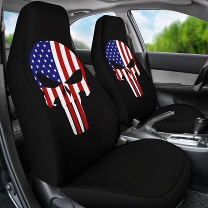 American Flag Punisher Black Car Seat Covers
