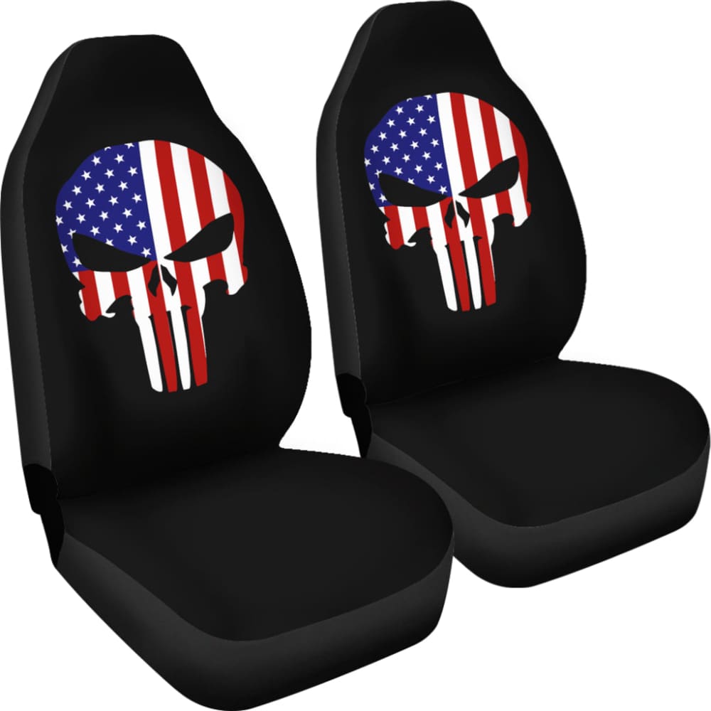 American Flag Punisher Black Car Seat Covers