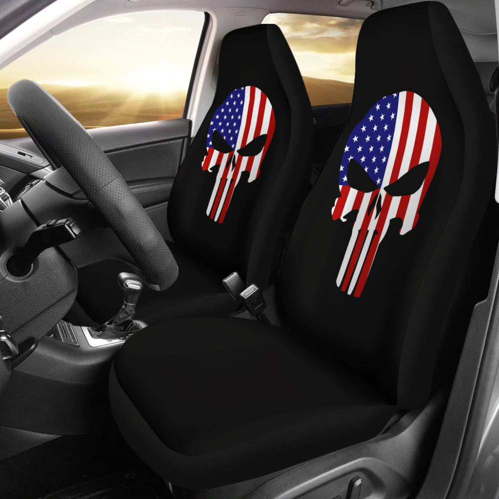 American Flag Punisher Black Car Seat Covers