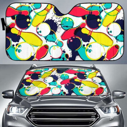 Watercolor Bowling Ball Pins Car Auto Sun Shades