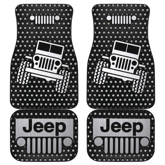 Gray White Jeep Offroad Metal Holes Printed Car Floor Mats Custom
