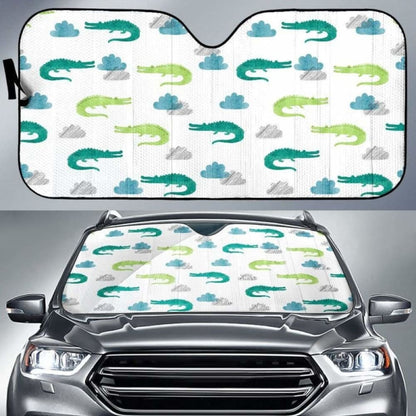 Watercolor Crocodile Pattern Car Auto Sun Shades