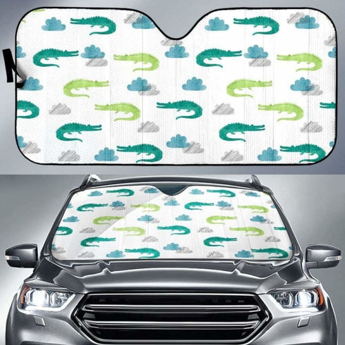 Watercolor Crocodile Pattern Car Auto Sun Shades