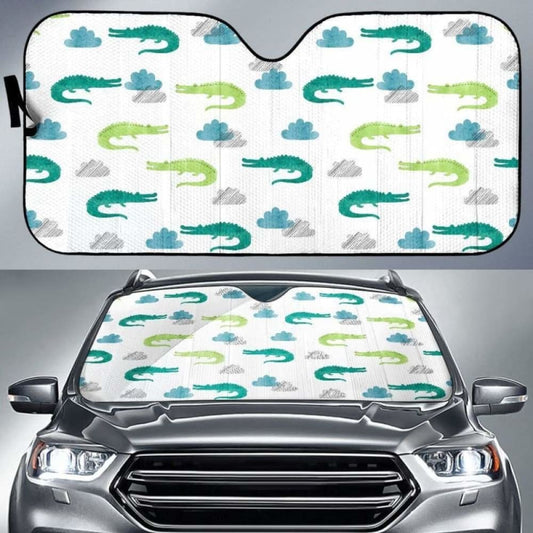 Watercolor Crocodile Pattern Car Auto Sun Shades