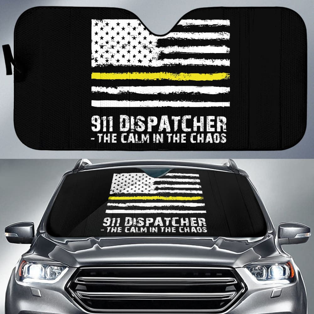 The Calm Voice In The Chaos  Dispatchers Thin Yellow Line Car Auto Sun Shades